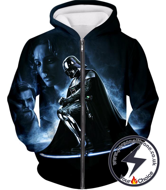 Star Wars Faded to Dark Side Darth Vader Cool Action Black Zip Up Hoodie